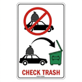 CHECK TRASH™ Trash on Vehicle Reminder Sign